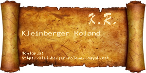 Kleinberger Roland névjegykártya